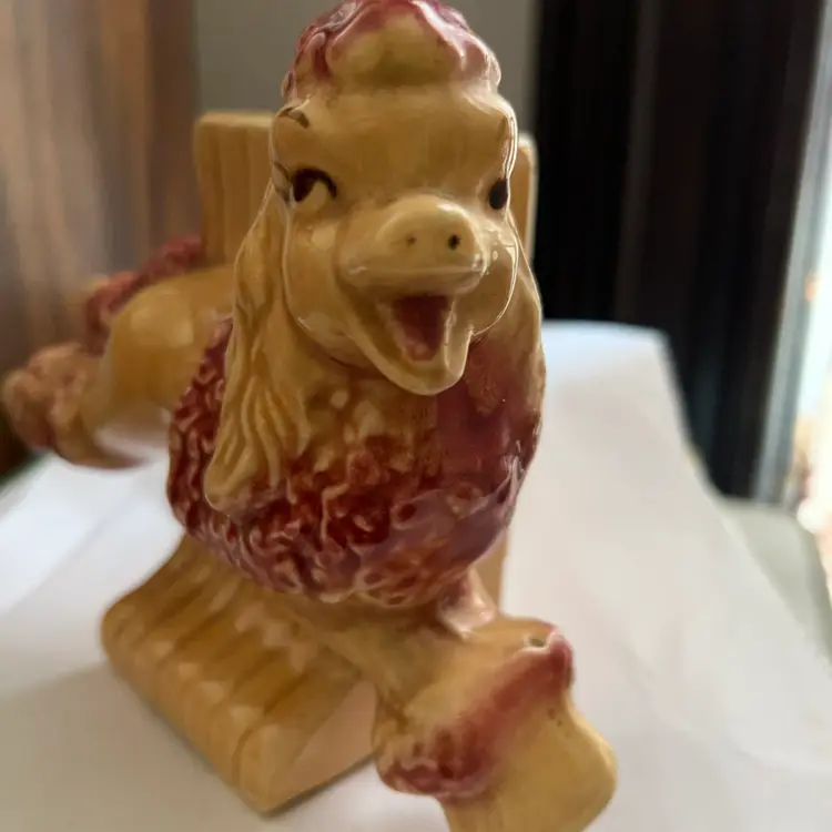 Pink Poodle Dog Figurine Vase