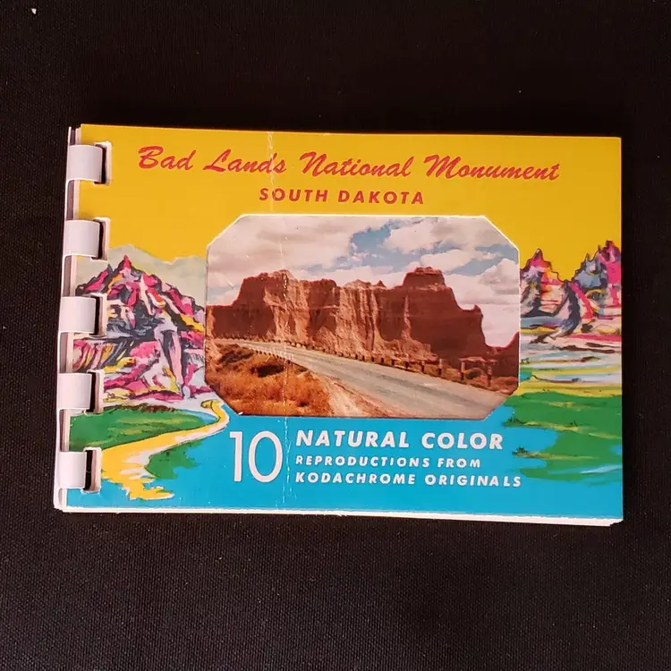 Bad Lands National Monument South Dakota Souvenir Book 10 Kodachrome Pictures