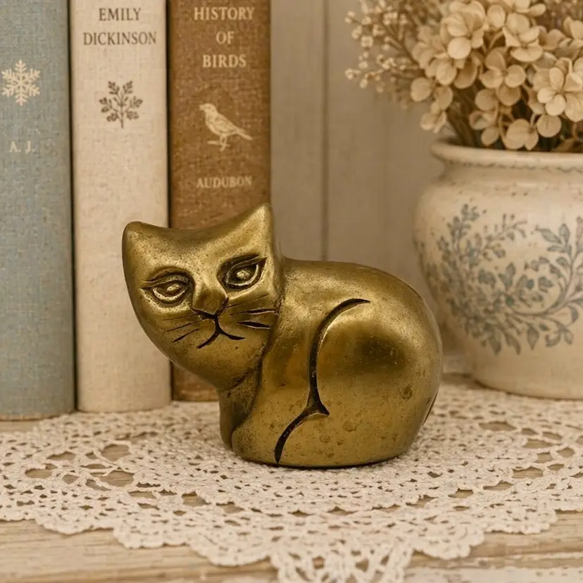Vintage Brass Kitten Kitty Cat Figurine