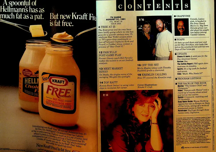 TV Guide August 31 1991 Star Trek William Shatner Patrick Stewart Bonnie Raitt