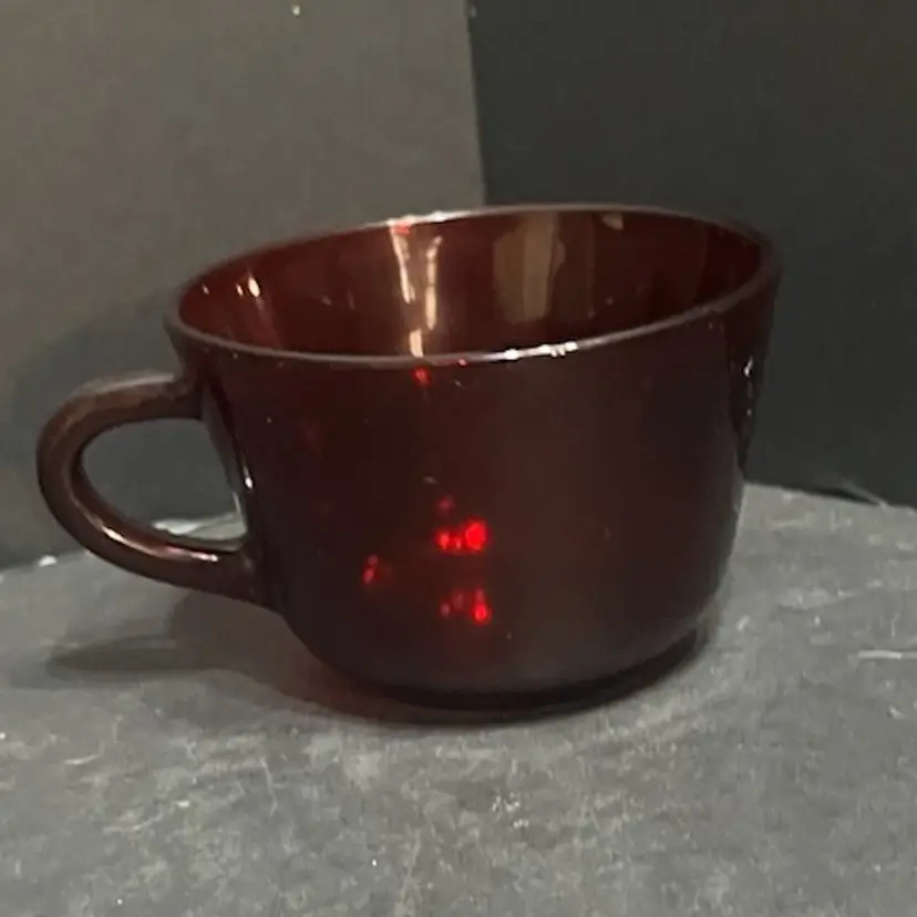 Anchor Hocking Royal Ruby Red Glass Tea Coffee Cup Punch Mug Vintage ~2.25” x 3.75” x 4.5”
