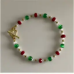 Holiday Colors Glass Beaded Bracelet