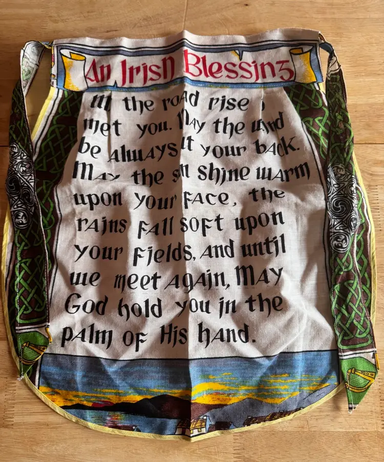 Vintage linen Irish blessing Apron
