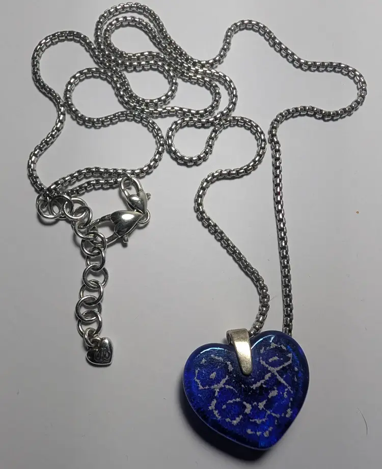 Dichroic Fused Glass Heart Pendant and Brighton Silver Plated Necklace