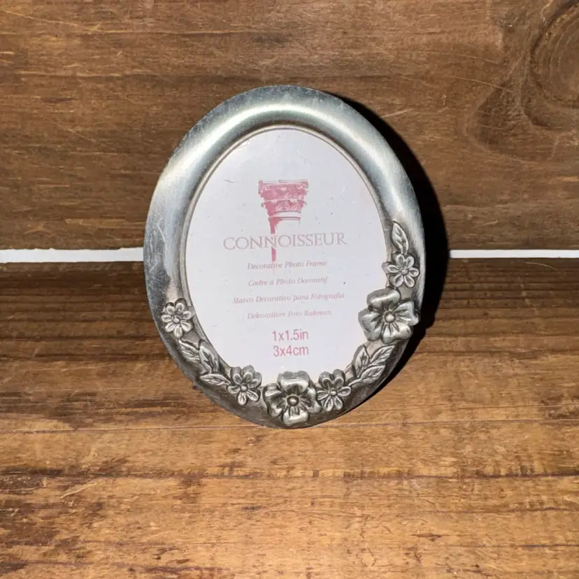 Mini Floral Pewter Picture Frame, Made In The USA,  measures about 3x3”