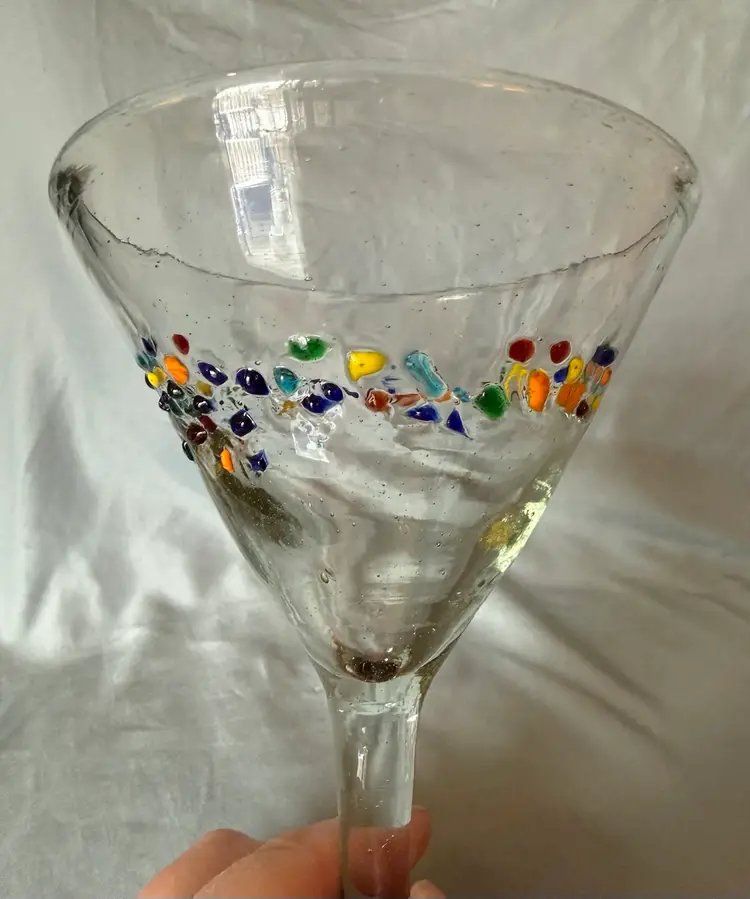 Hand Blown Confetti Margarita Glass