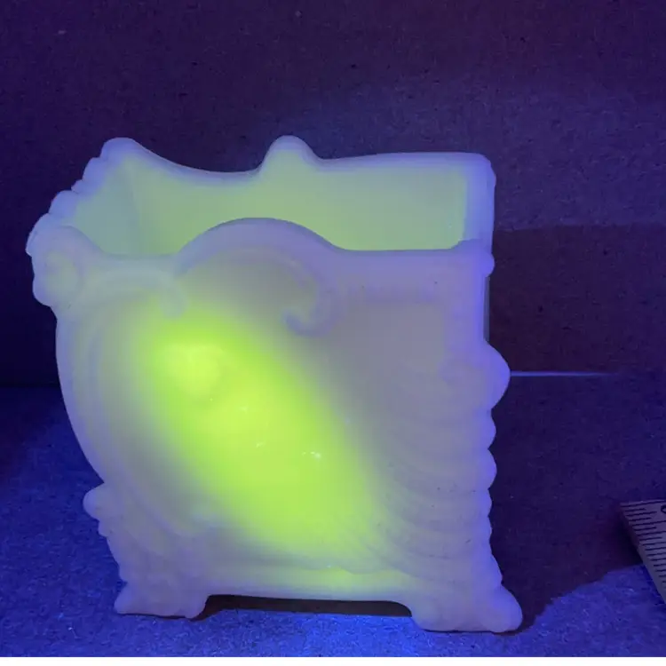 POW2 VTG Milk Glass Playing Card Holder 19th Century Victorian 3.75” Glows!