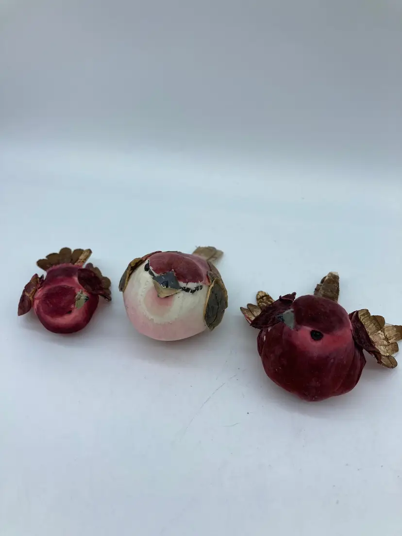 Vintage Mushroom Miniature Bird Pink Decorative