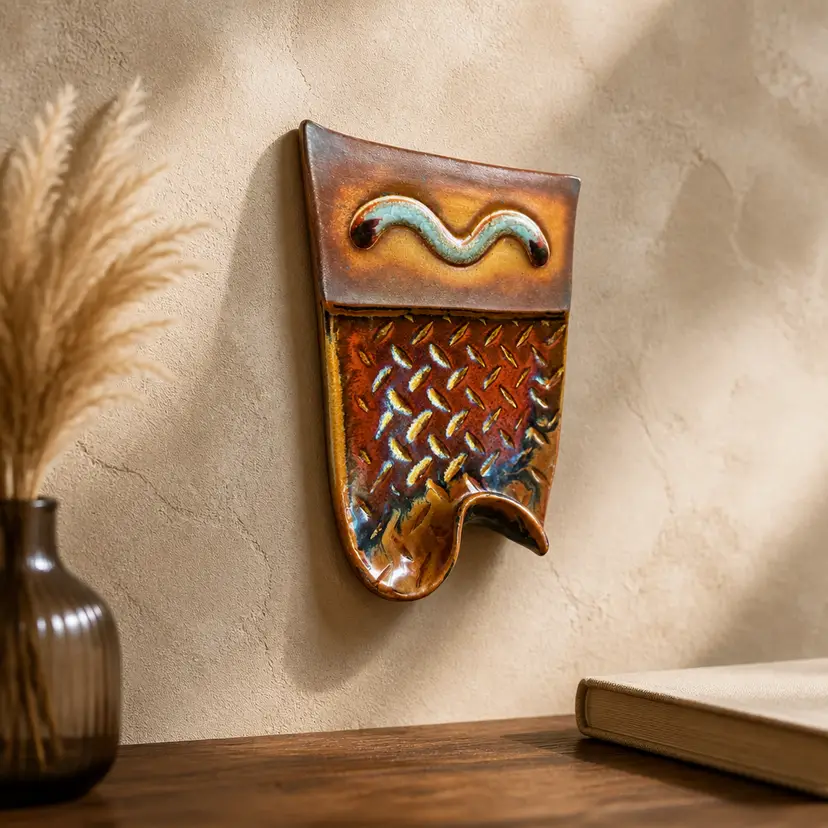 Matthew Patton 2008 Art Pottery Bowl or Wall Hanging, Artist Signed, 11.25 x 8.5