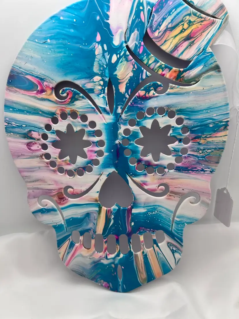 Original Artwork. Painted Wood Sugar Skull