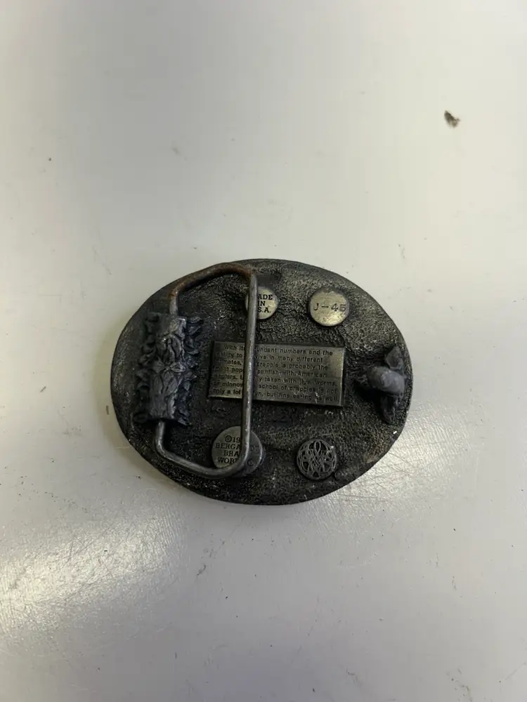 Vintage Bergamot Brass Works Belt Buckle Crappie Fish 1986