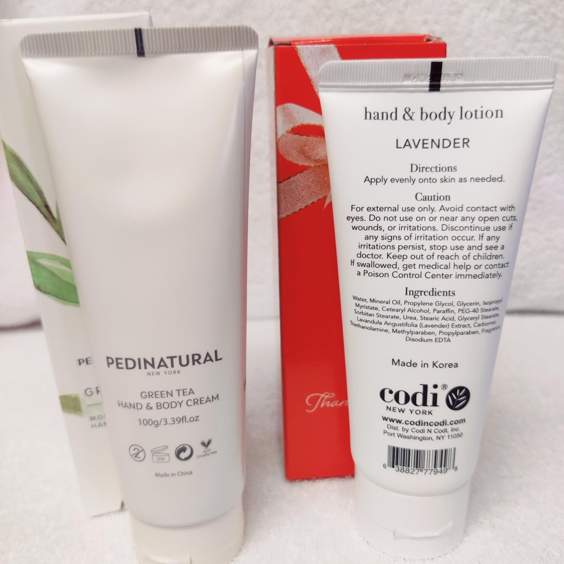 Codi New York Lavender and Pedinatural NY Green Tea Hand Body Lotions