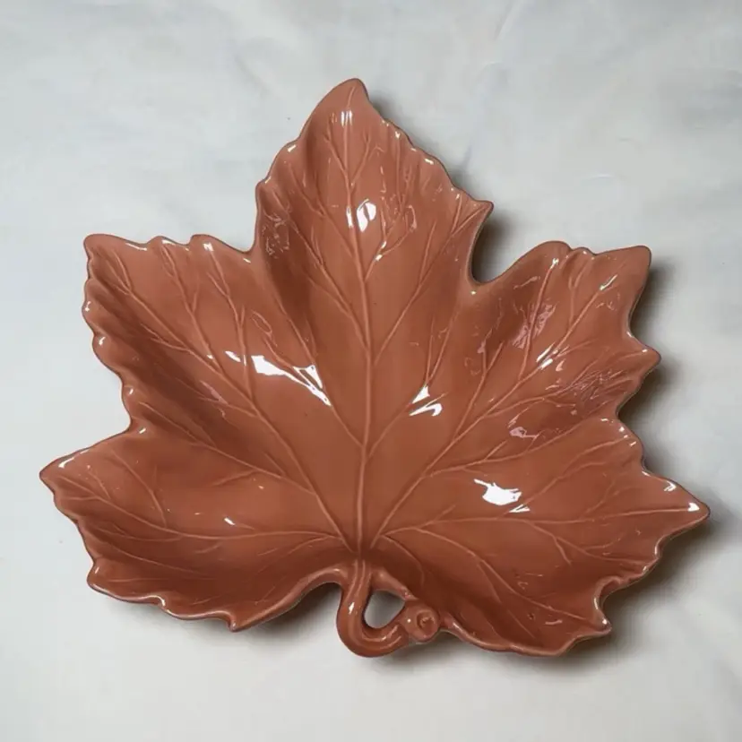 Vintage Maple leaf dish, Lily Creek Pottery, Autumn Orange
