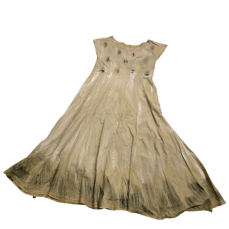 Luna Luz Light Green Handpainted Dress Lagenlook Artsy Boho Womens Sz M Stretch