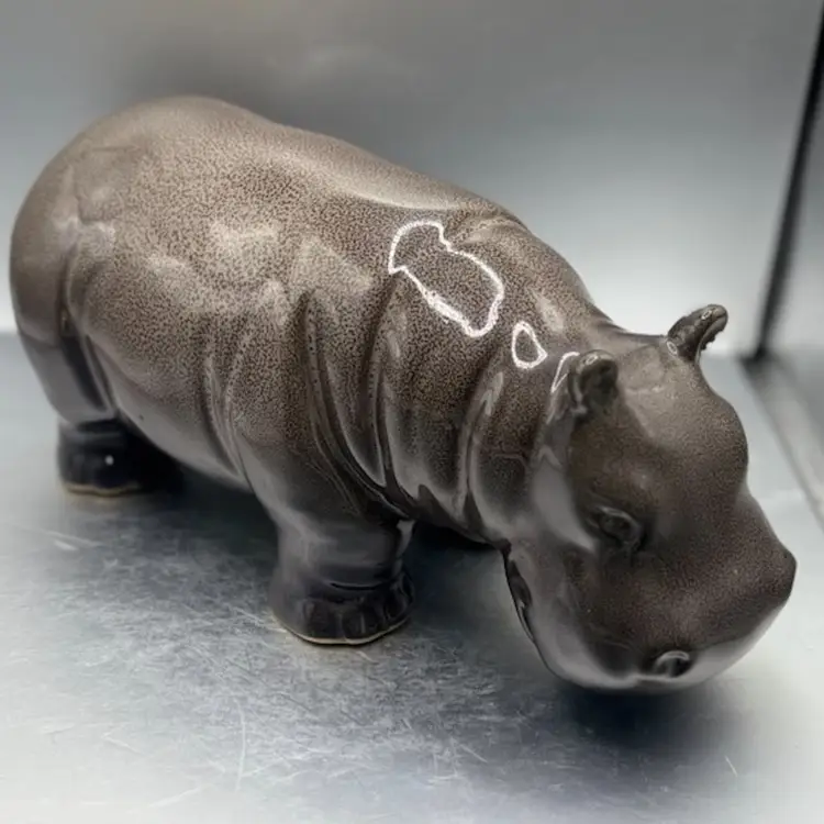 Ceramic Hippo - 9” long x 4.5” ht