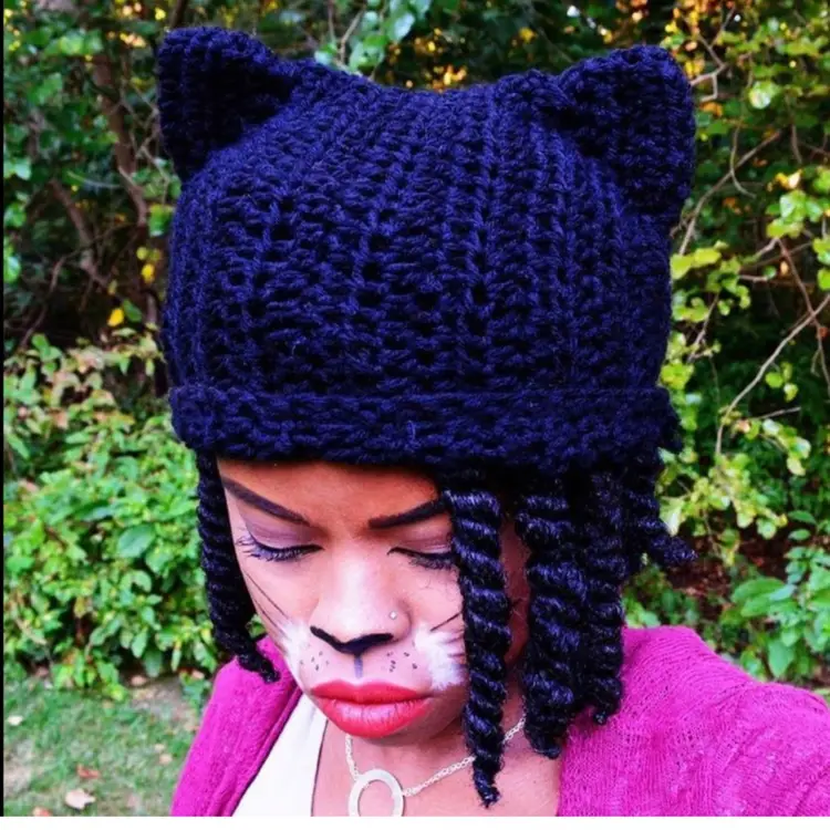Crochet Cat Hat - Black