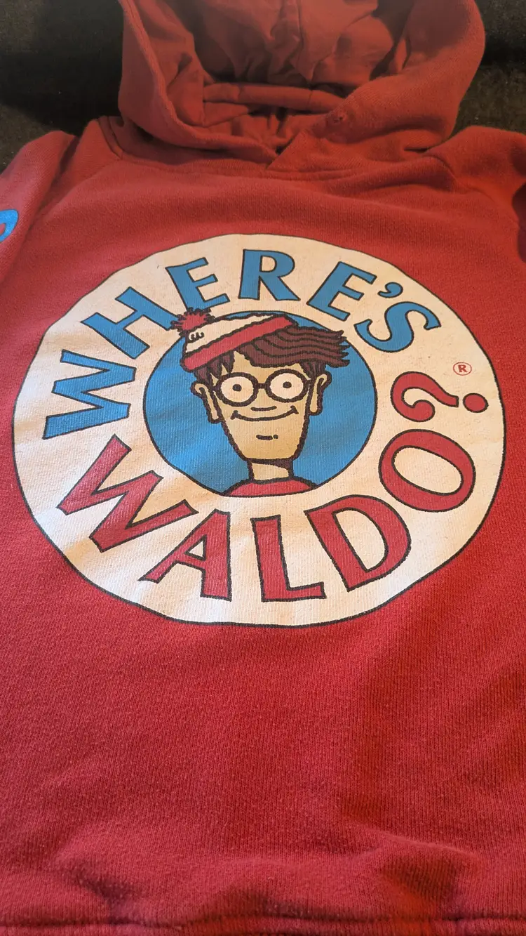 Hoodie Pullover Where's Waldo Fun Collectible Classic Red 2014 Kids M