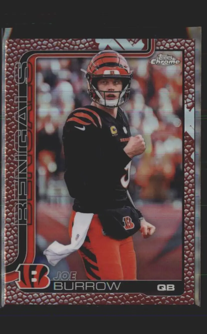 Joe Burrow 2025 Topps Chrome #61 Football Leather Refractor - (141) - Cincinnati Bengals
