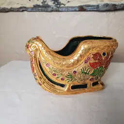Small Enamel Cloisonne Sled Planter