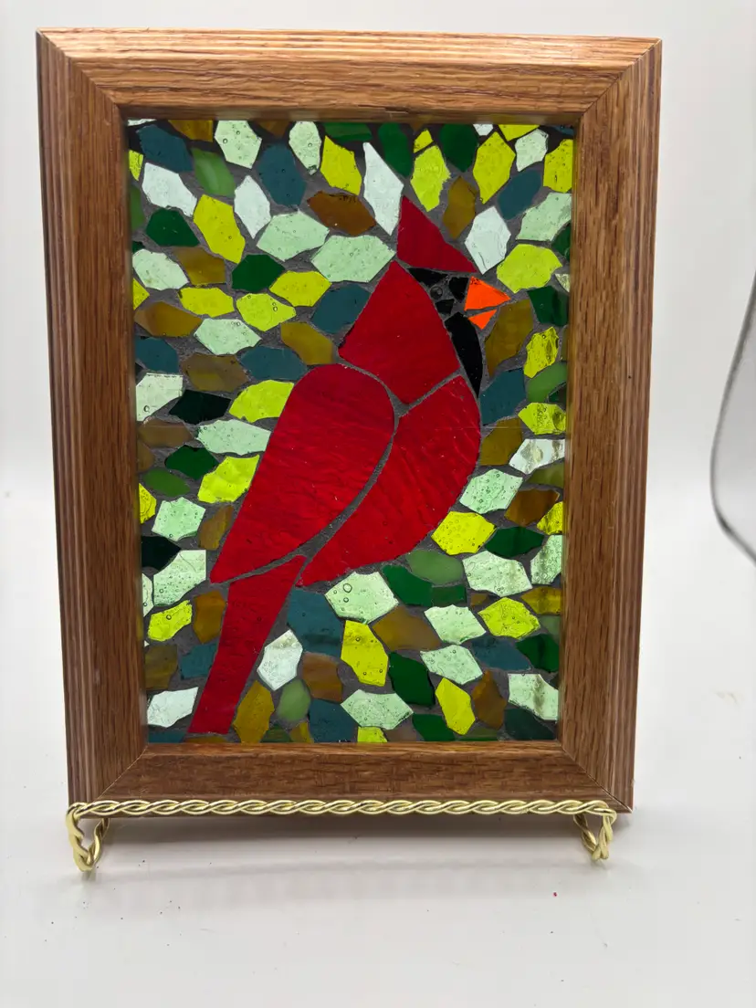 Heaven's Visitor stained glass cardinal - handmade by me