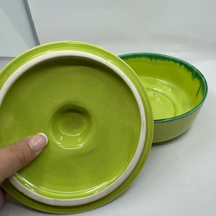 Vintage Green Covered Dish