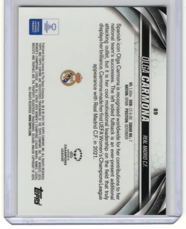 2023-24 Topps Chrome UEFA Women's Champions League Olga Carmona Purple Pulsar  /299