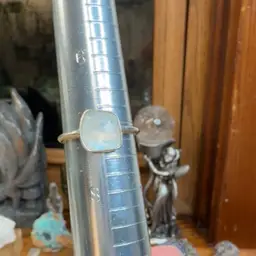 Rainbow Moonstone Boho SS Ring - 7