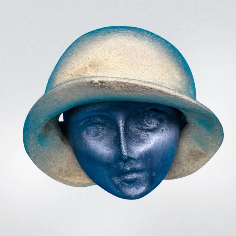 Vintage UltraCraft Woman’s Face Brooch – Gold & Pewter Tone Art Deco Style Pin