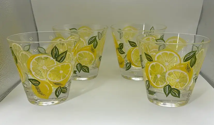 Culver Signed Mid-Century Lemon Highball Glasses 
Set of 4
3 3/8” tall 3 5/8” diameter