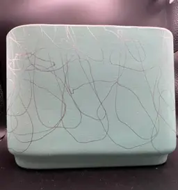 Mid-Century Atomic Turquoise Shawnee Pottery Spaghetti Motif Planter Vase