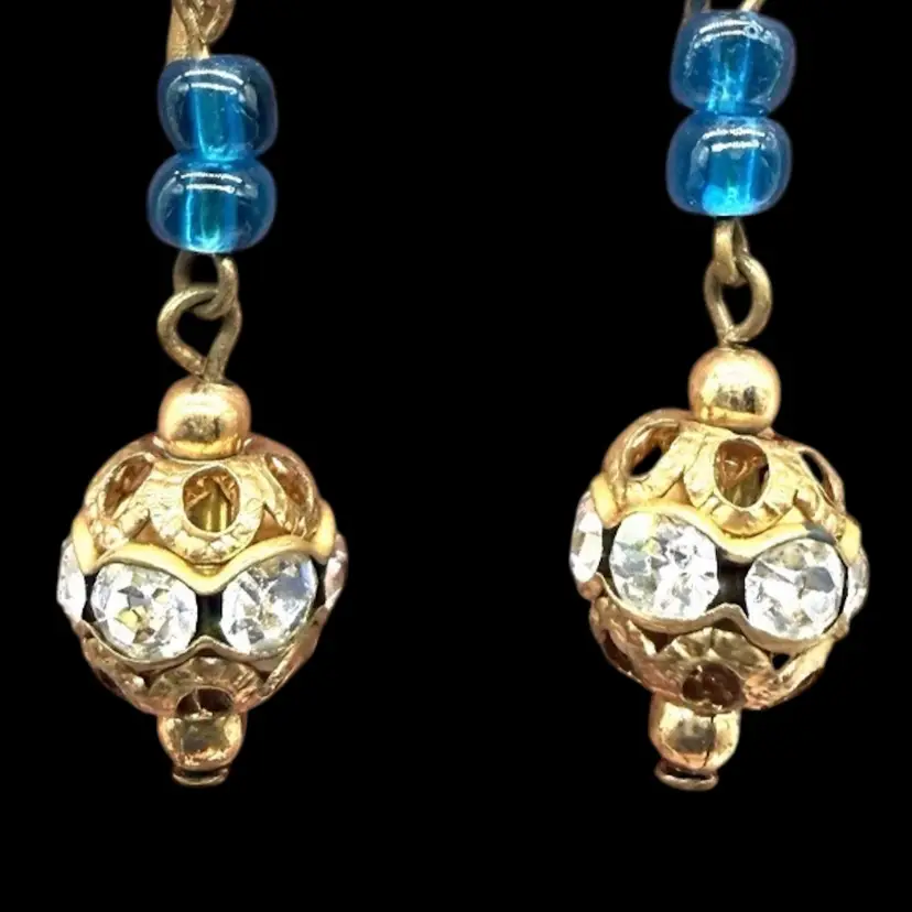 Vintage Beaded Earrings Gold Tone Pierced Hooks Converted From Screw Backs