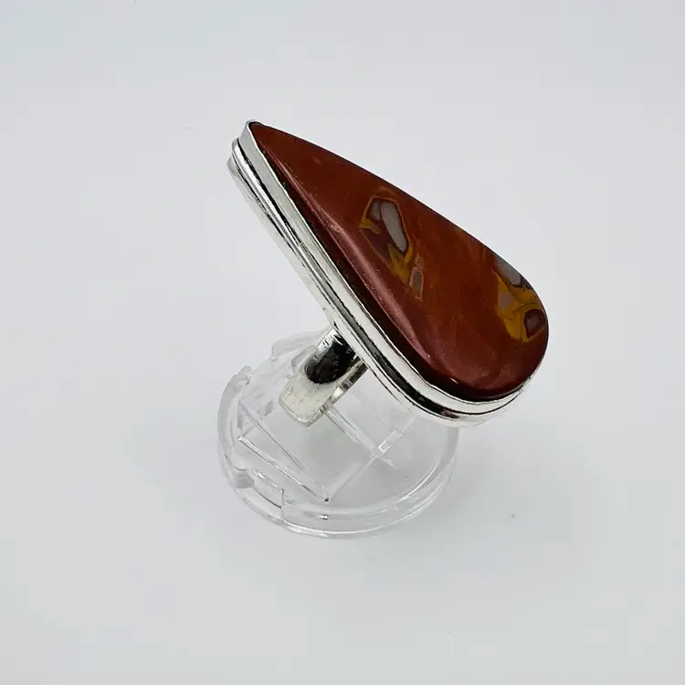 Handcrafted Noreena Jasper Ring (size 6.75) in Sterling Silver Finish