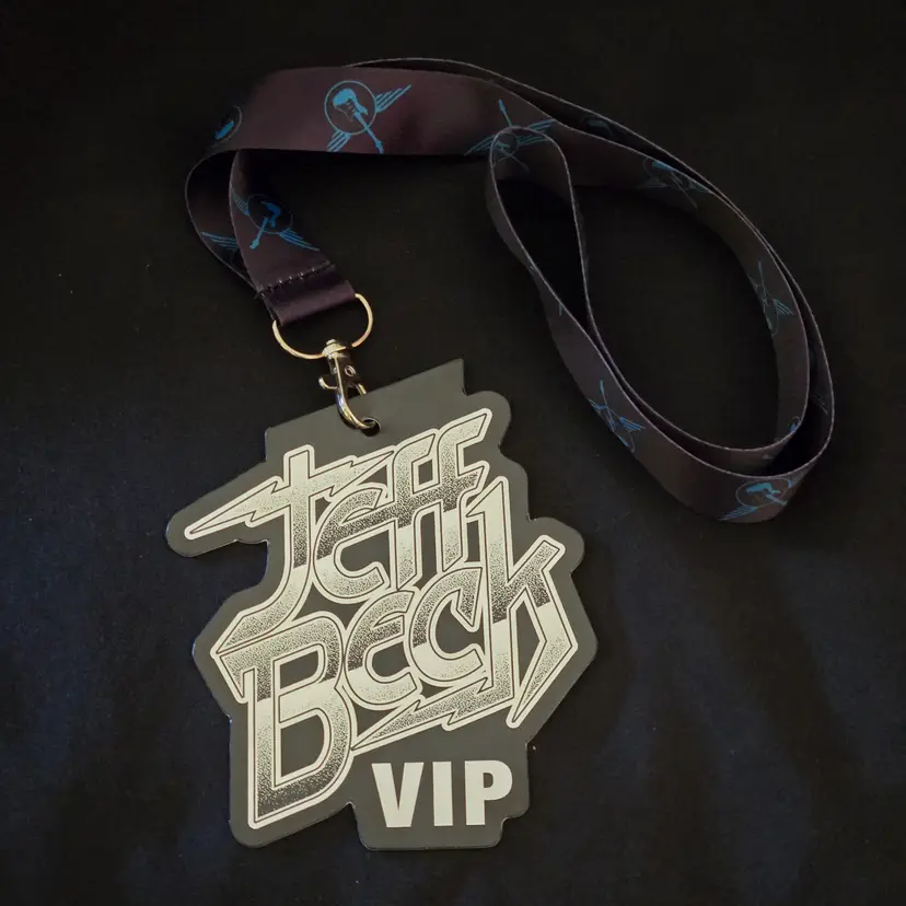 Jeff Beck VIP Printed Lanyard Plastic Souvenir from Show 5¼" Logo + Lanyard