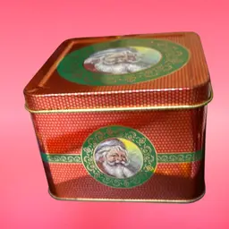 Vintage square holiday tin box