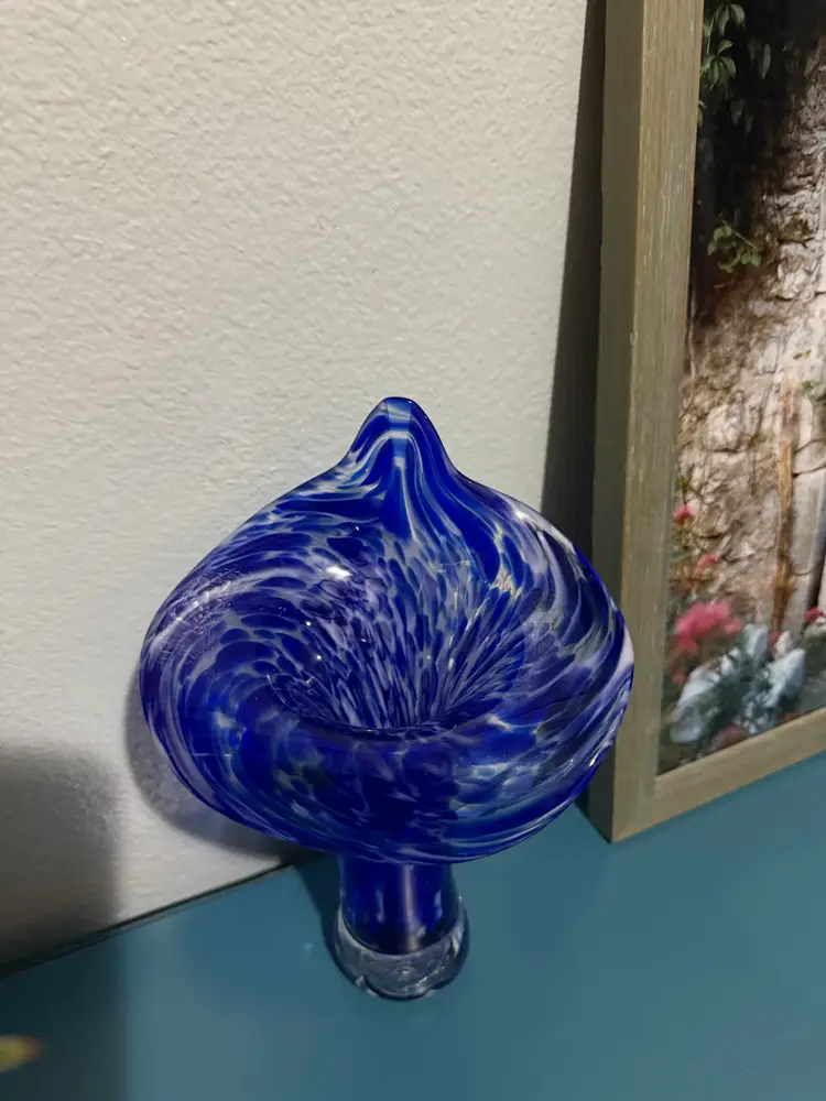 Vintage Monte Dunlavy Blue & White Jack in the Pulpit Vase 9" MCM