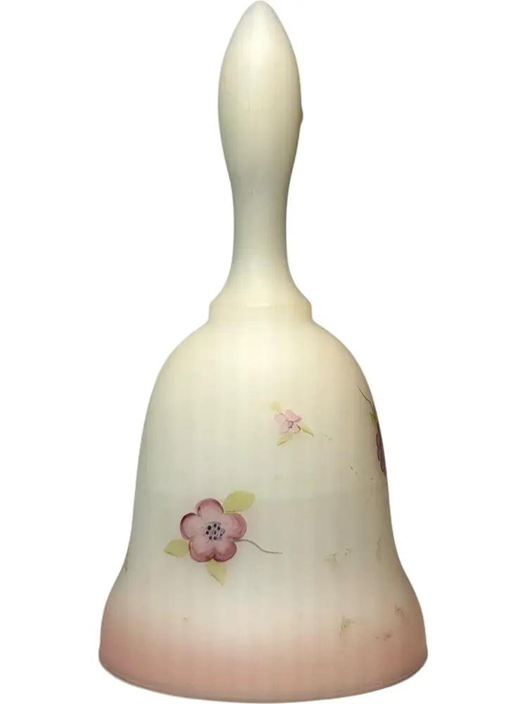 Fenton Art Glass Hand Painted Berries and Blossoms on Petite Bell Signed Lisa G 4" X 2.5"