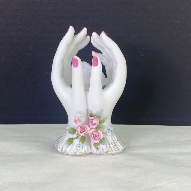 Vintage Lefton Hands Ring Holder Vase
