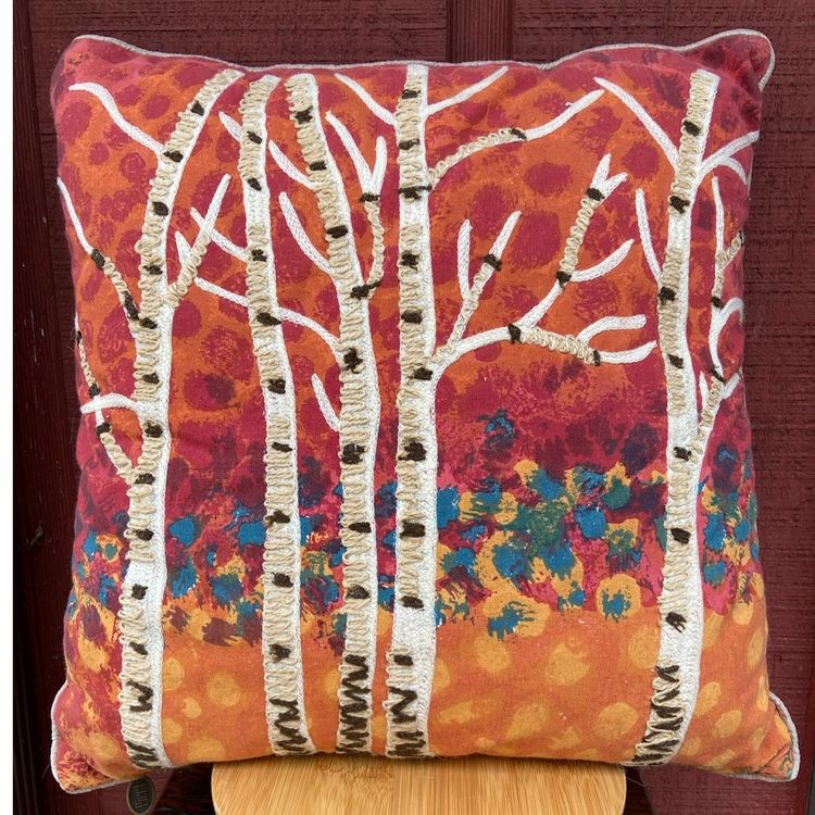 Set of 2 - Pier 1 Birch Tree, Embroidered Accent, Throw Pillows