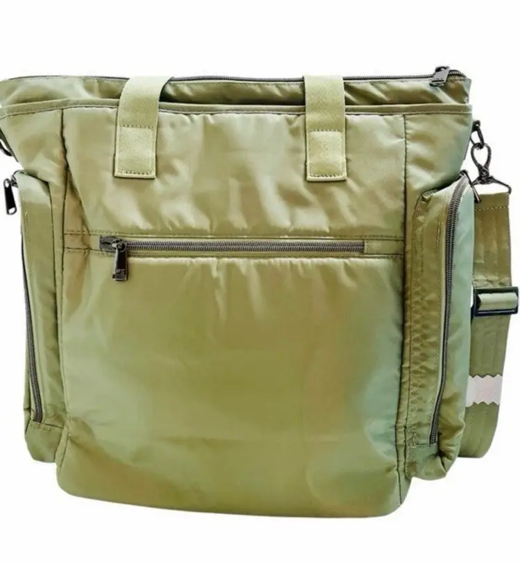 Lug Bustle Tote Crossbody Bag Sage Green Nylon RFID Carry-On Vegan Friendly NWOT