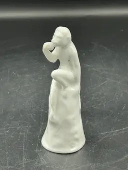 Vintage White Porcelain Monkey Candle Snuffer/figurine