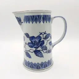 Vintage Toyo Dover Blue Japan Floral Leaf Pitcher Teapot