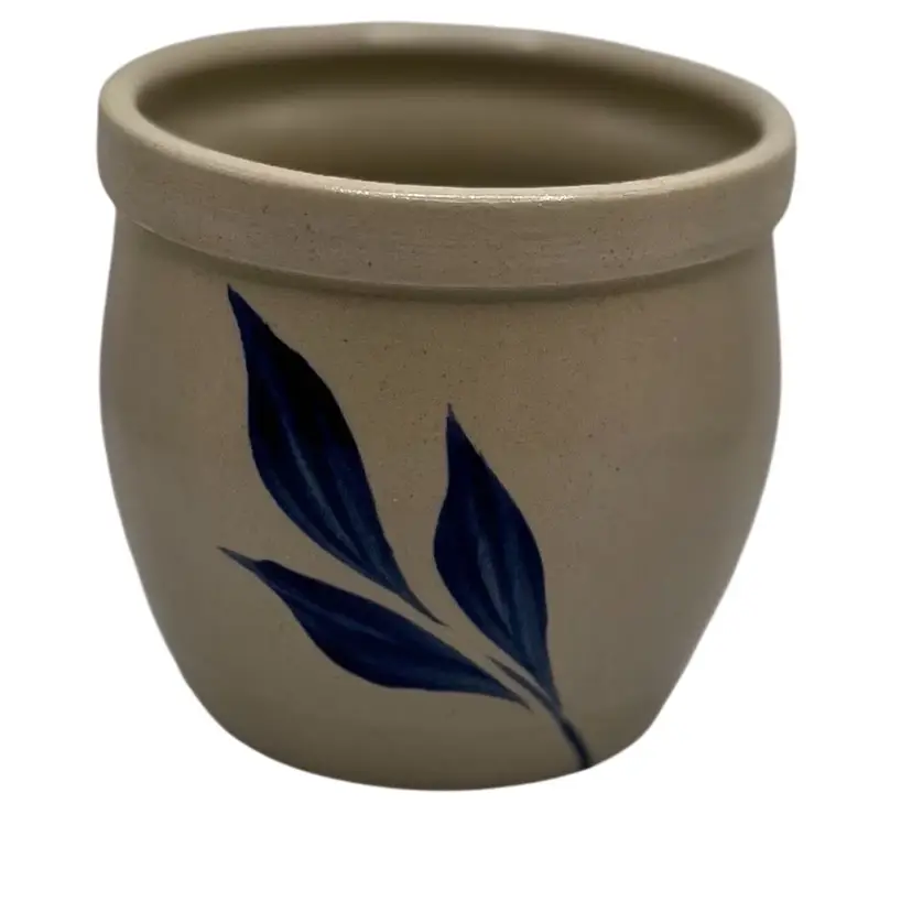 Williamsburg Pottery VA Blue Salt Glaze Stoneware Votive Tealight Candle Holder or Small Vase