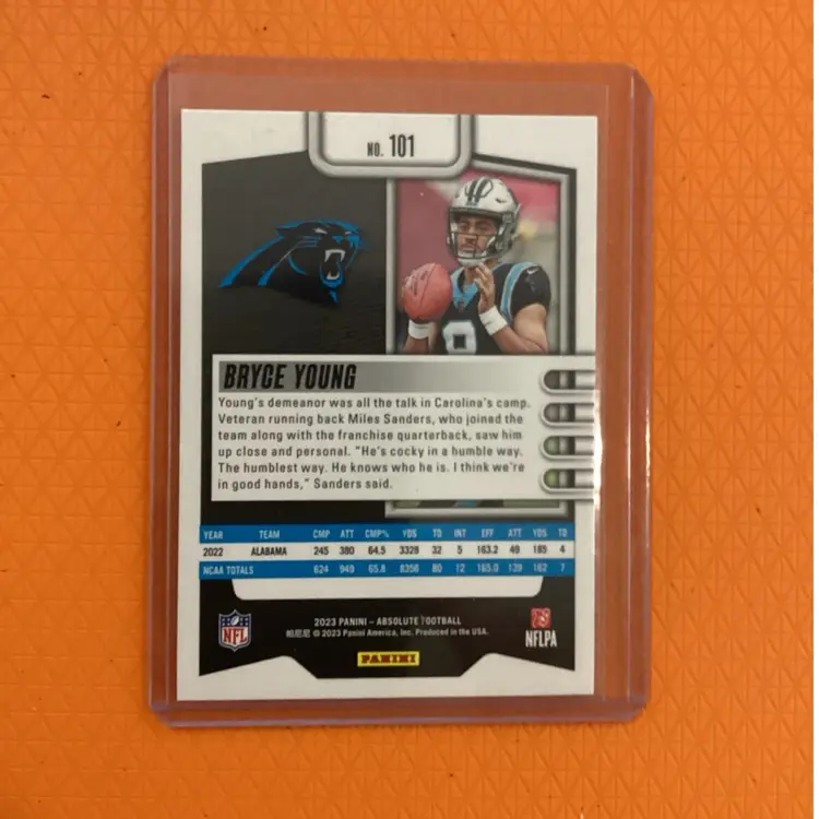 2023 Panini Absolute #101 Bryce Young RC Rookie Carolina Panthers Football Card