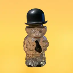 06. Vintage Japan made little glass man in bowler perfume bottle