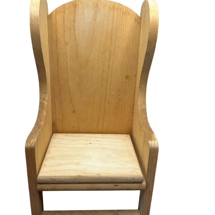 #02 - Unpainted Wooden Doll Chair Or Could Be Used As Plant Stand @12 1/2x6 1/2x5