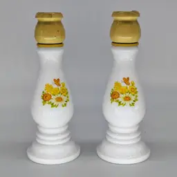 Vtg  Pair of Avon Buttercup Candlestick Perfume Bottles