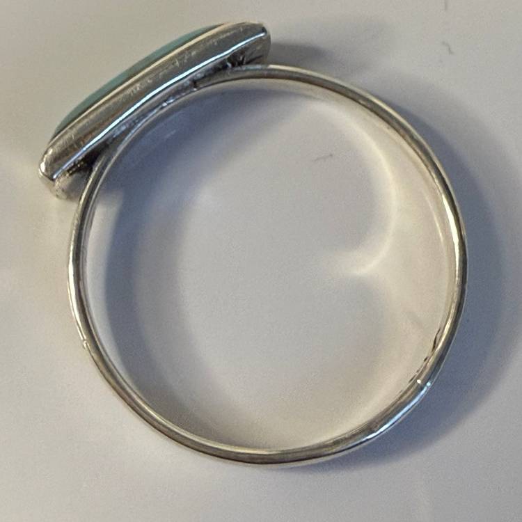 Mexican 925 Sterling Silver Turquoise Bar Ring Size 9