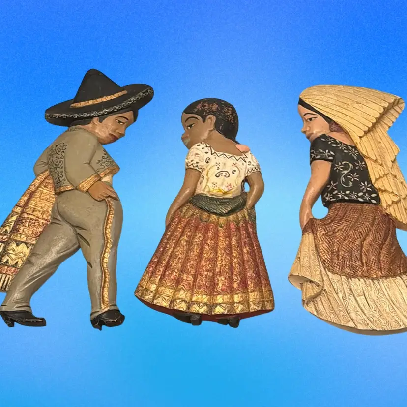 Vintage Wall Art Hand Carved & Painted Mexican  Folk Art