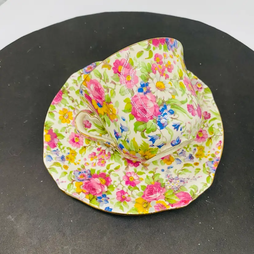 #3709 England Royal Winton Summertime Chintz Cup And Saucer