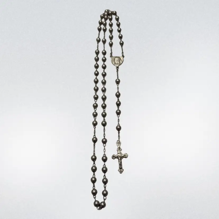 Vintage Sterling Silver Ball Bead Rosary 11.5g Tested